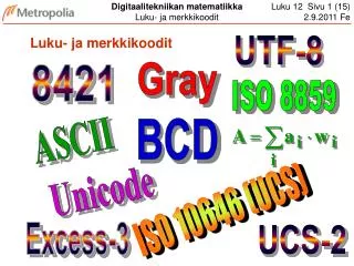 luku ja merkkikoodit