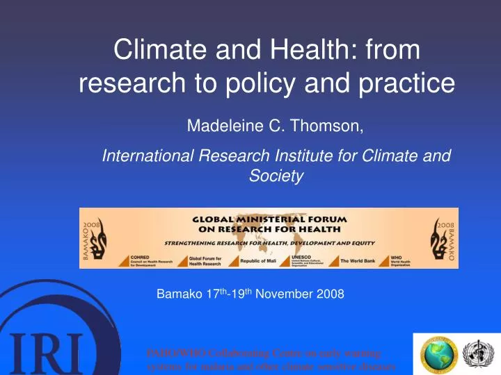 climate and health from research to policy and practice