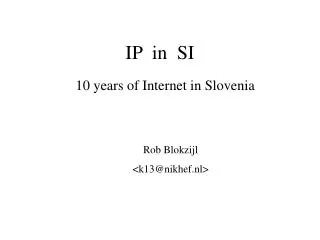IP in SI