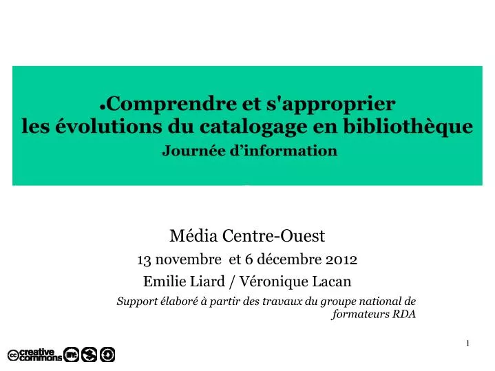 comprendre et s approprier les volutions du catalogage en biblioth que journ e d information