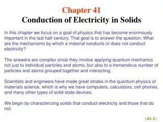 Chapter 41 Conduction of Electricity in Solids