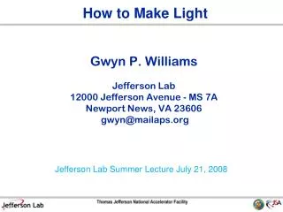Gwyn P. Williams Jefferson Lab