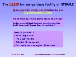 The DESIR low energy beam facility at SPIRAL2