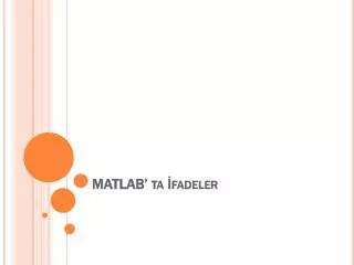 matlab ta fadeler