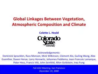 Global Linkages Between Vegetation, Atmospheric Composition and Climate