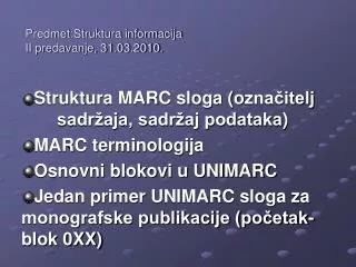 predmet struktura informacija ii predavanje 31 03 2010