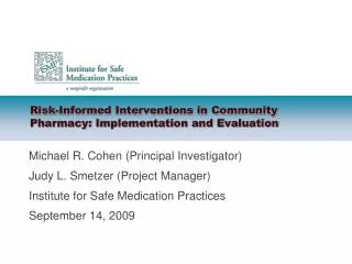 Risk-Informed Interventions in Community Pharmacy: Implementation and Evaluation