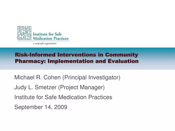 risk informed interventions in community pharmacy implementation and evaluation