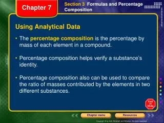 Using Analytical Data
