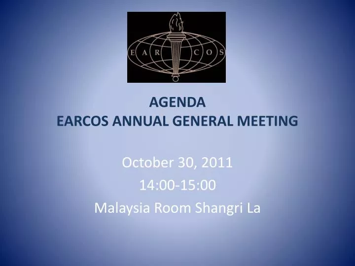 agenda earcos annual general meeting