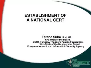 ESTABLISHMENT OF A NATIONAL CERT