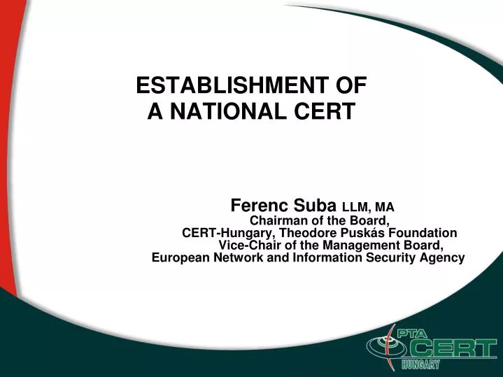 establishment of a national cert