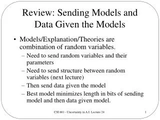 Review: Sending Models and Data Given the Models