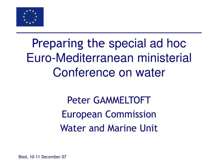 preparing the special ad hoc euro mediterranean ministerial conference on water