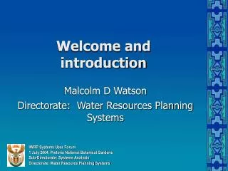 welcome and introduction