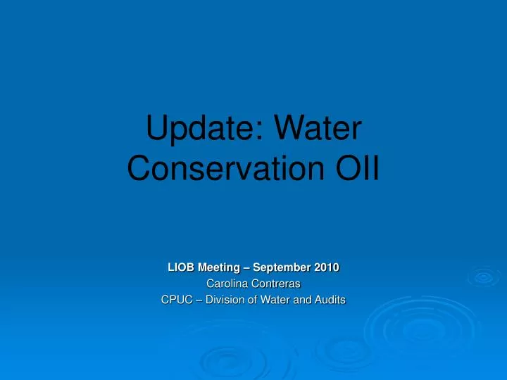 update water conservation oii