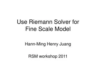 Use Riemann Solver for Fine Scale Model
