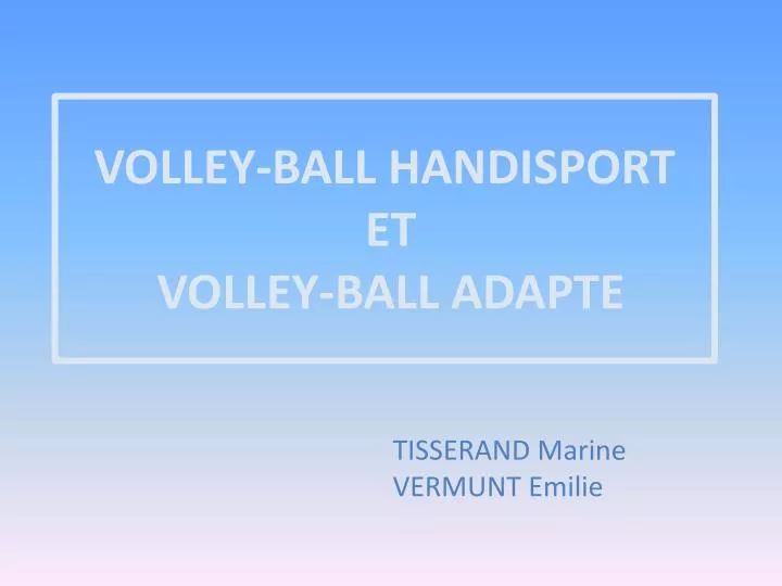 volley ball handisport et volley ball adapte