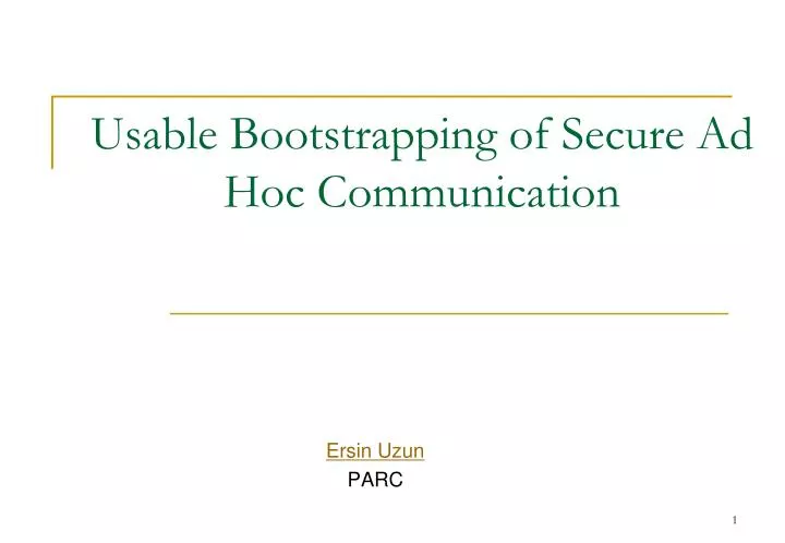 usable bootstrapping of secure ad hoc communication