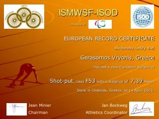 ISMWSF-ISOD member of