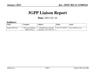 3GPP Liaison Report