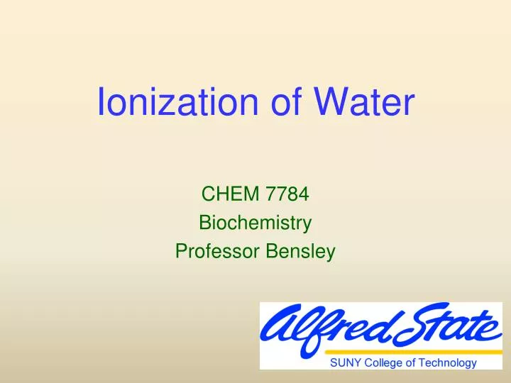 ionization of water