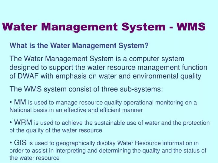water management system wms