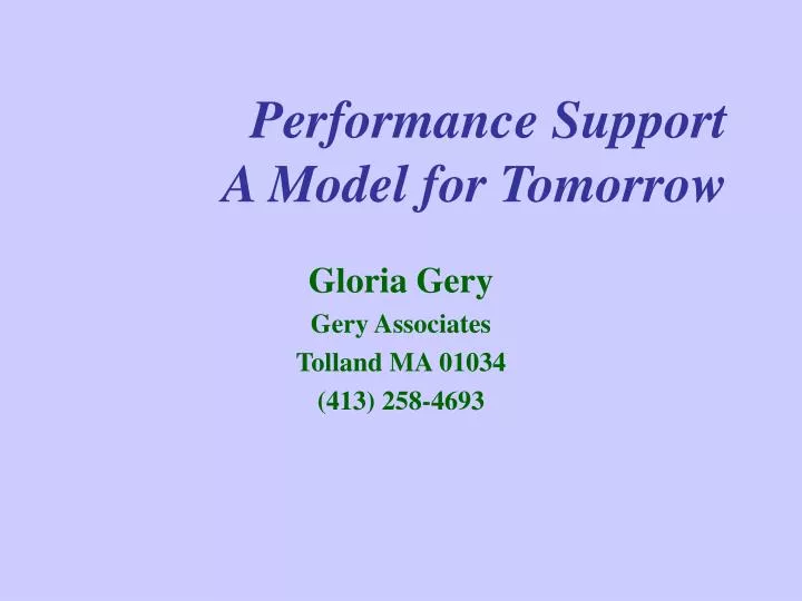 performance support a model for tomorrow