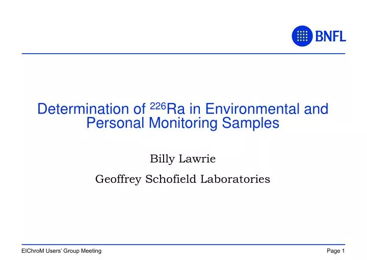 determination of 226 ra in environmental and personal monitoring samples