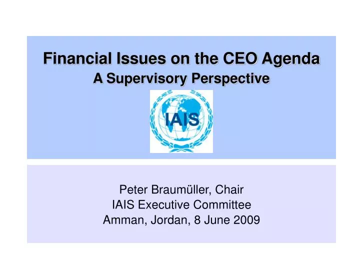 financial issues on the ceo agenda a supervisory perspective