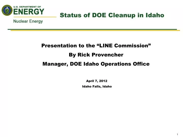 status of doe cleanup in idaho