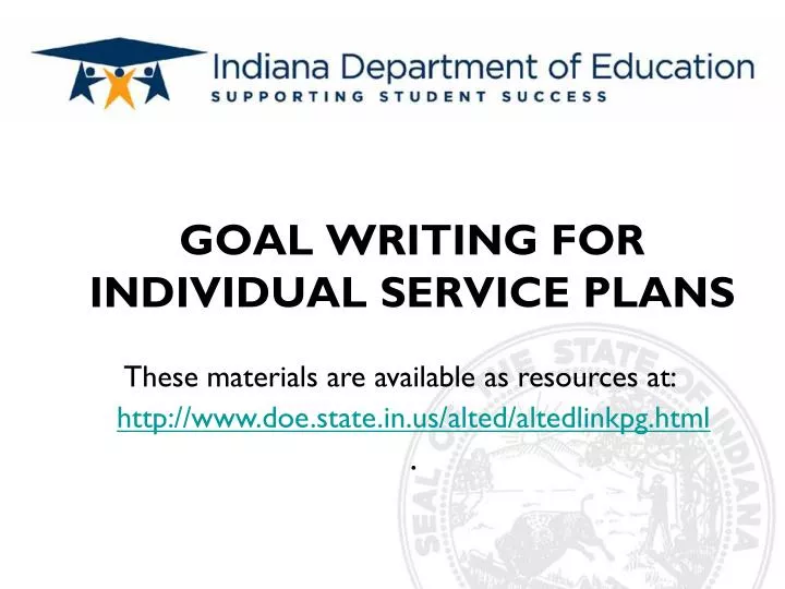 goal writing for individual service plans