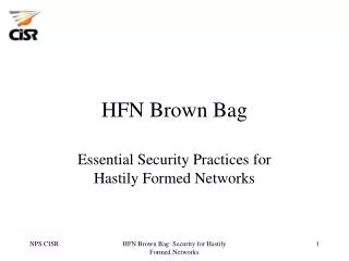 HFN Brown Bag