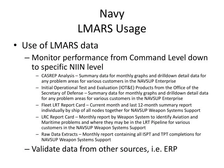 navy lmars usage