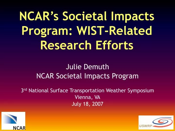 ncar s societal impacts program wist related research efforts