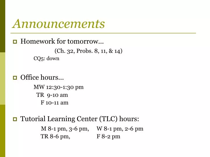 announcements