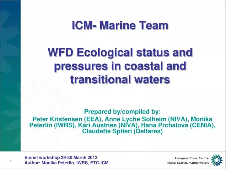 icm marine team wfd ecological status and pressures in coastal and transitional waters