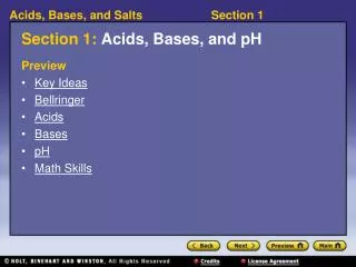 Section 1: Acids, Bases, and pH