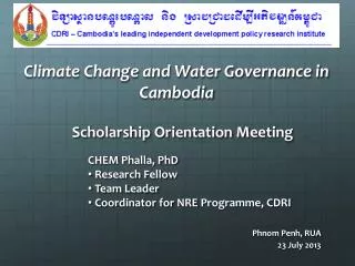 Climate Change and Water Governance in Cambodia