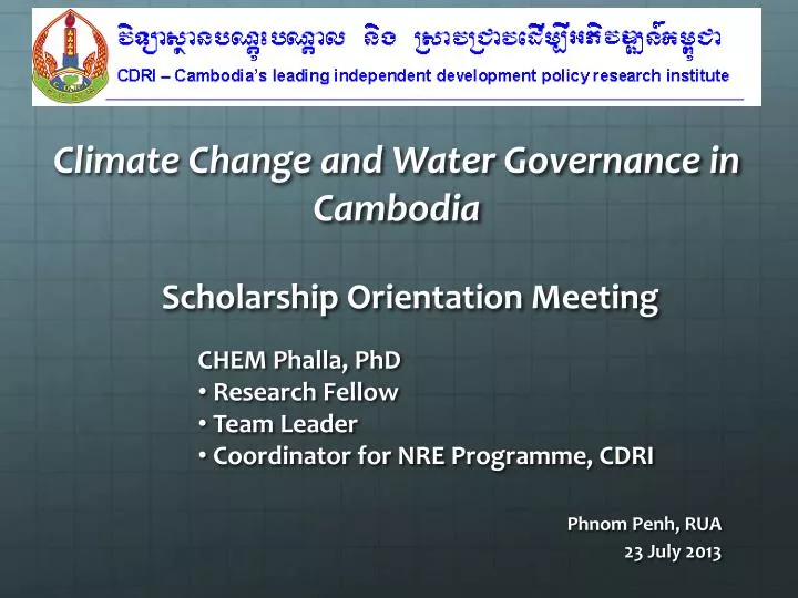 climate change and water governance in cambodia