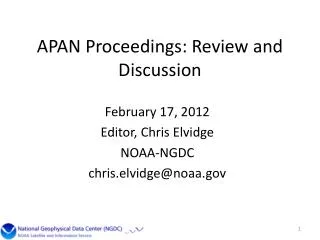 APAN Proceedings: Review and Discussion
