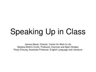 Speaking Up in Class