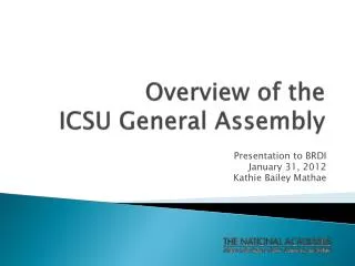 Overview of the ICSU General Assembly