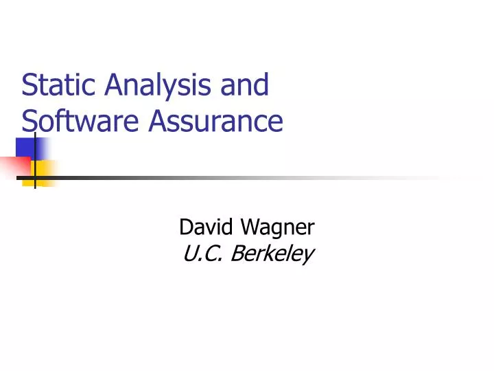 static analysis and software assurance