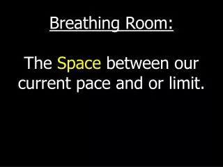 Breathing Room: The Space between our current pace and or limit.