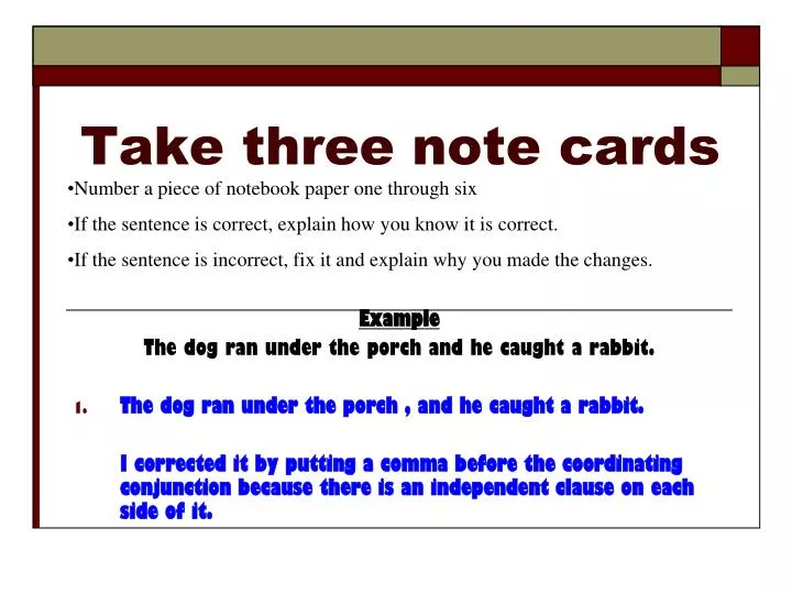 take three note cards