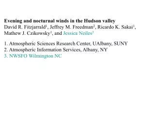 Evening and nocturnal winds in the Hudson valley