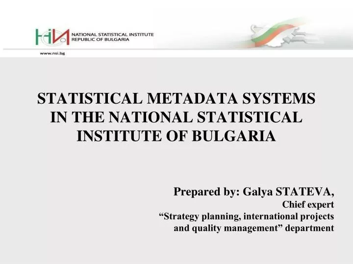 statistical metadata system s in the national statistical institute of bulgaria