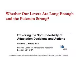 Whether Our Levers Are Long Enough and the Fulcrum Strong?