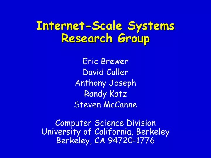 internet scale systems research group